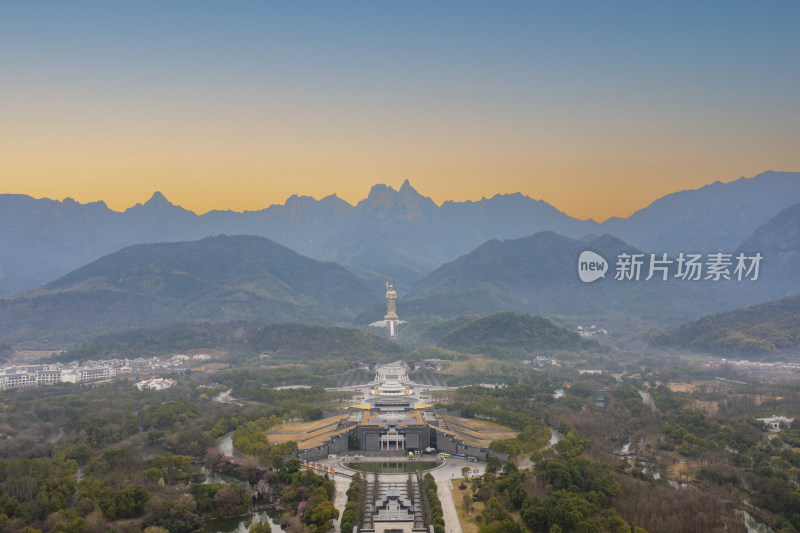 安徽九华山清晨航拍风光