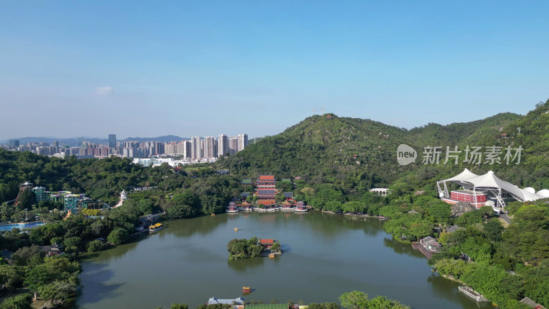 航拍广东珠海圆明新园