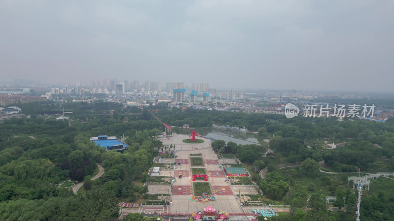 航拍山东菏泽曹州牡丹园4a景区