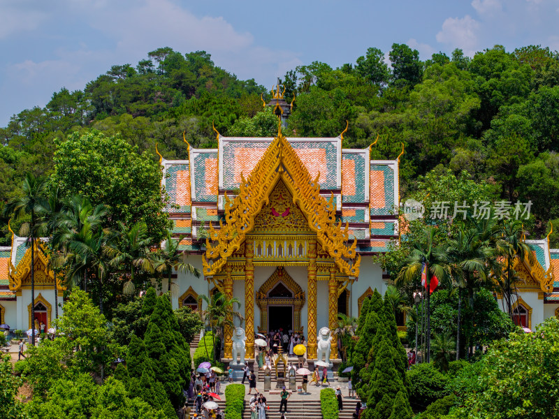 航拍夏季白天广东潮州开元寺泰佛殿风光