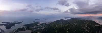 海岛滩涂海上日出自然风光航拍