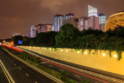 杭州钱江新城灯光秀绚丽夜景