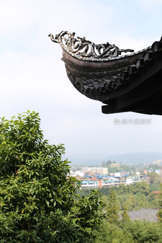 四川自贡荣县大佛寺古建筑檐角