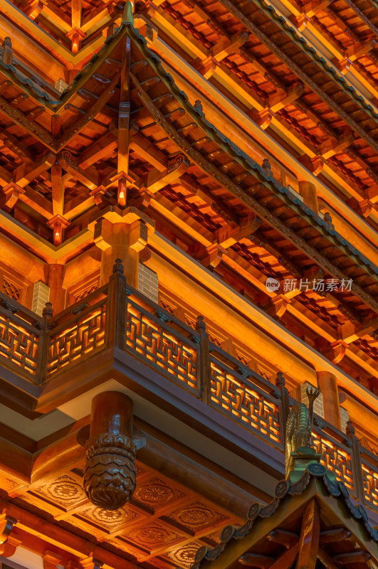 广州大佛寺中式传统仿古建筑夜景灯光