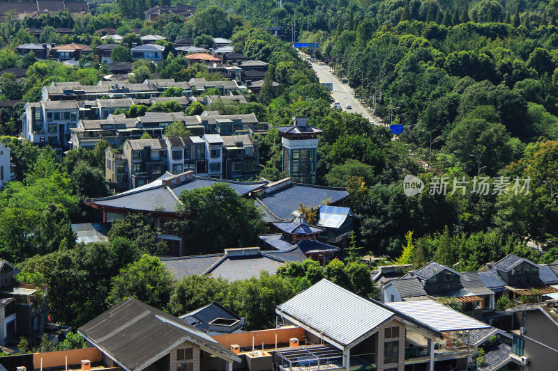 成都市温江区现代城镇建筑风光