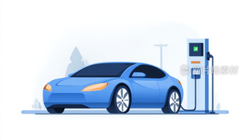 新能源汽车充电桩插画