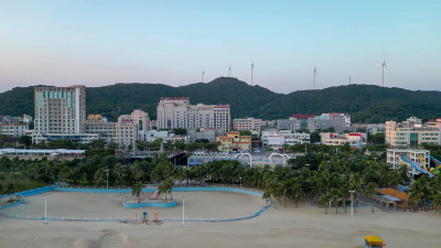 航拍广东阳江海陵岛大角湾海上丝路旅游区