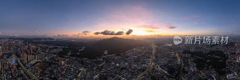 深圳市阳台山日落航拍图