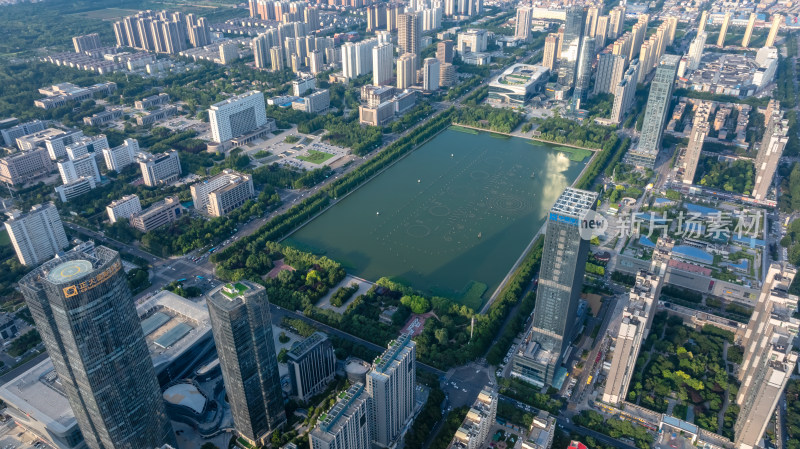 河南洛阳新区CBD城市楼房航拍