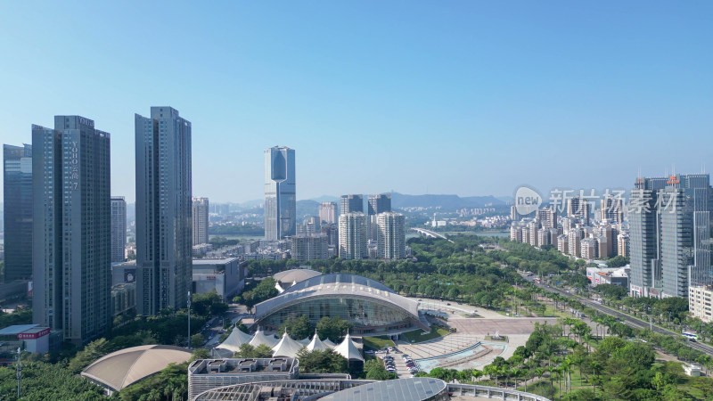 航拍惠州城市地标高楼惠州大景