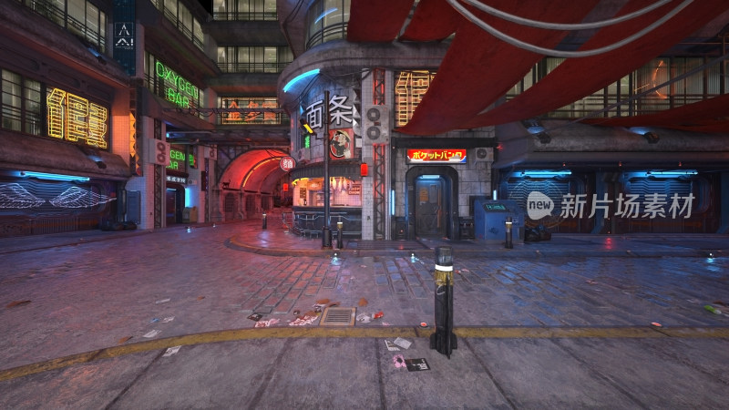 赛博朋克风格街道夜景