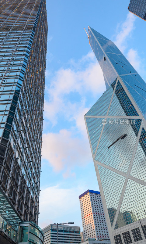 香港中环CBD城市摩天大楼写字楼建筑群景观