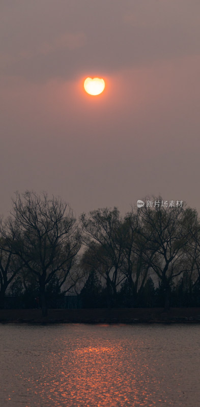 北京颐和园昆明湖日落