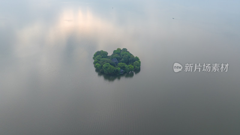 航拍杭州西湖 湖心亭 阮公墩 西湖日出