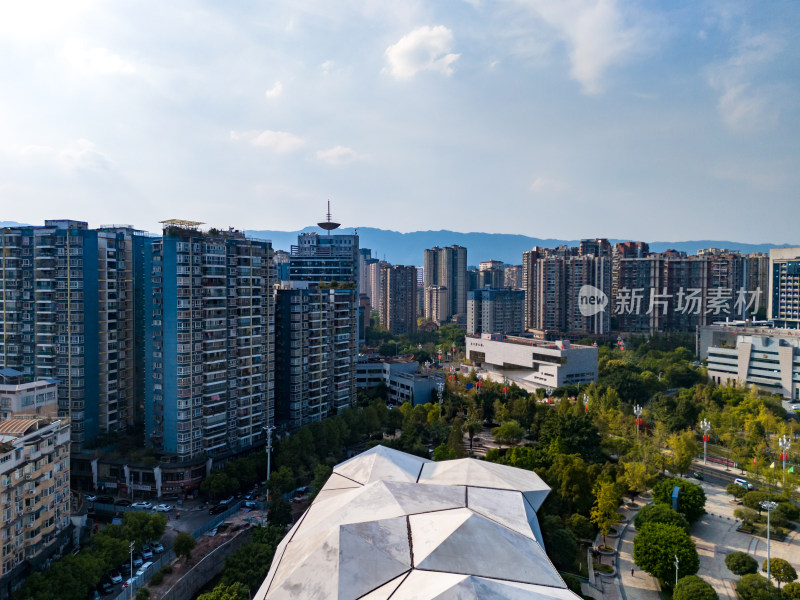 达州通川区城市建设航拍图