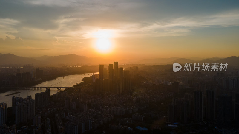 夕阳城市风光