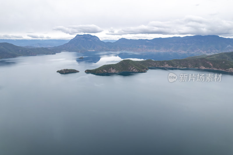 云南丽江泸沽湖摩梭族美景高空航拍