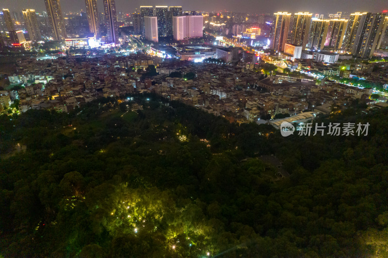 佛山千灯湖魁星阁夜景灯光航拍摄影图