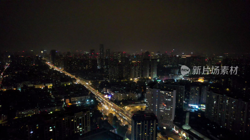 成都城市夜景交通航拍图