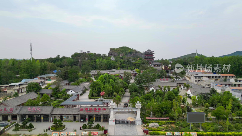 航拍河南商丘芒砀山旅游区夫子山景区