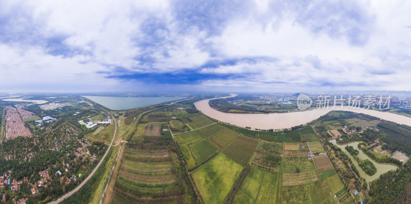 山东济南黄河两岸航拍