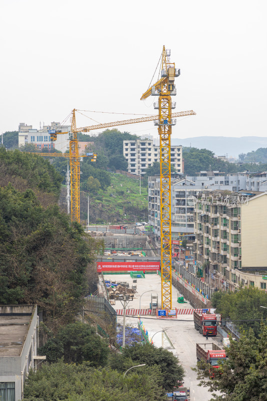 航拍重庆轨道交通6号线工地