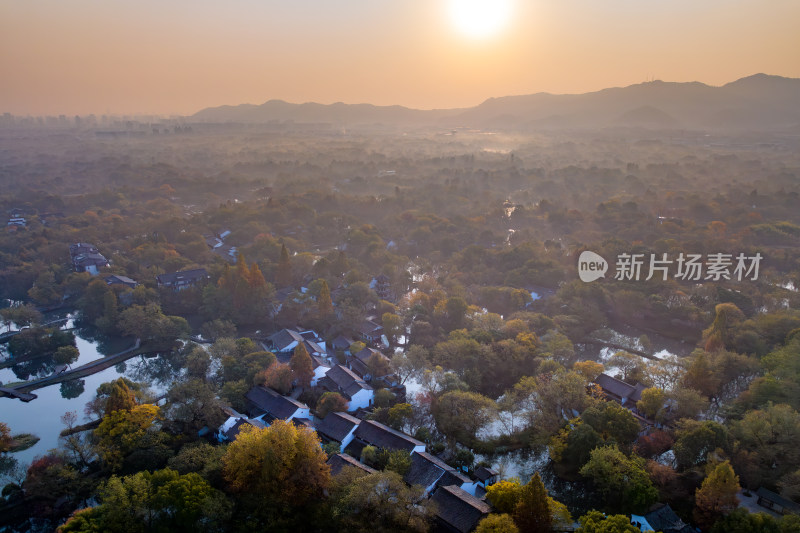 杭州秋天 西溪湿地 手摇船 湿地博物馆