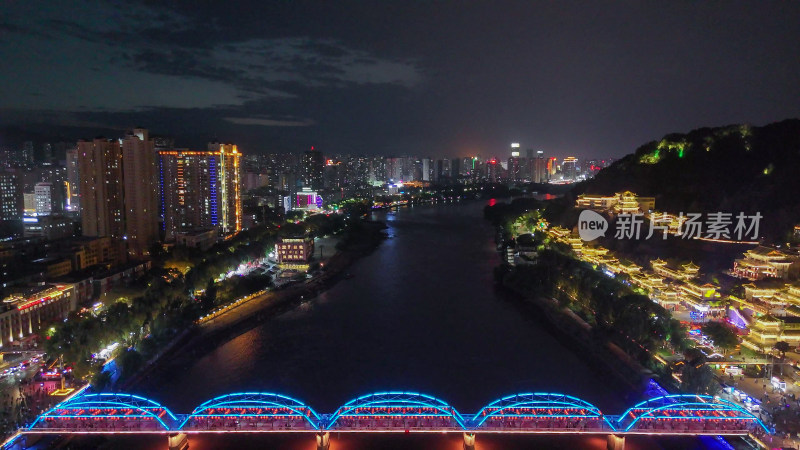 甘肃兰州中山桥夜景