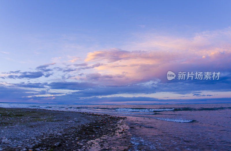 青海黑马河乡青海湖夕阳日落晚霞风光