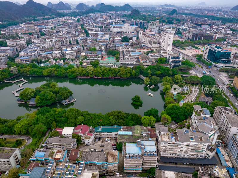 广西桂林城市风光航拍图