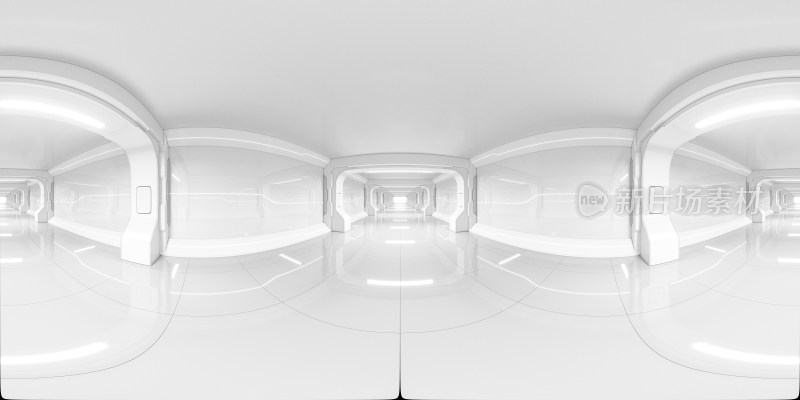 未来感室内360度无缝全景 3D渲染