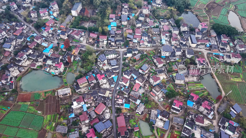 乡村聚落航拍俯瞰全景