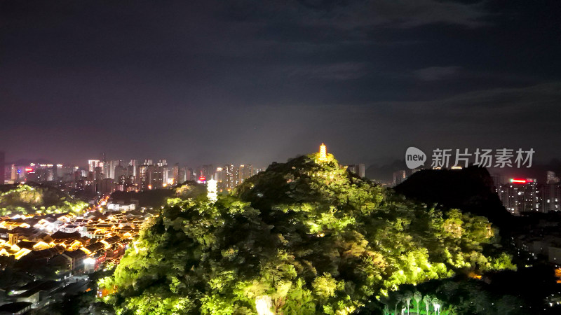 广西柳州城市夜景灯光航拍图