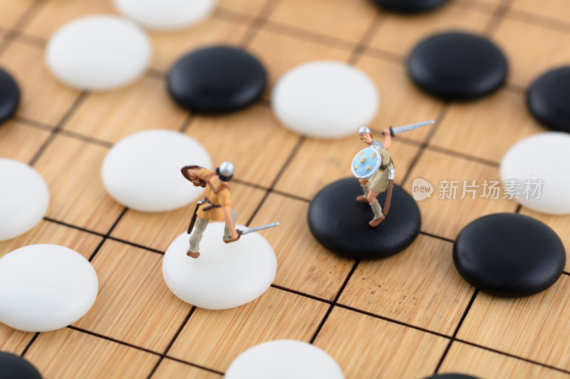 微缩创意中国围棋双方博弈