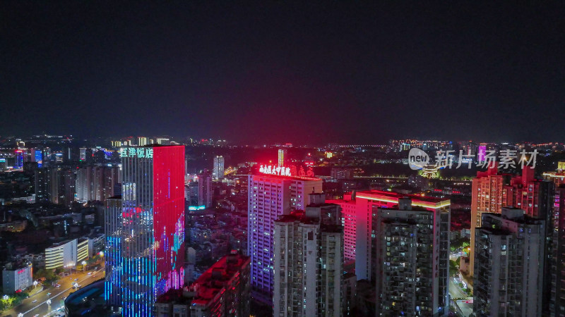 航拍四川泸州夜景泸州一环路夜景摄影图