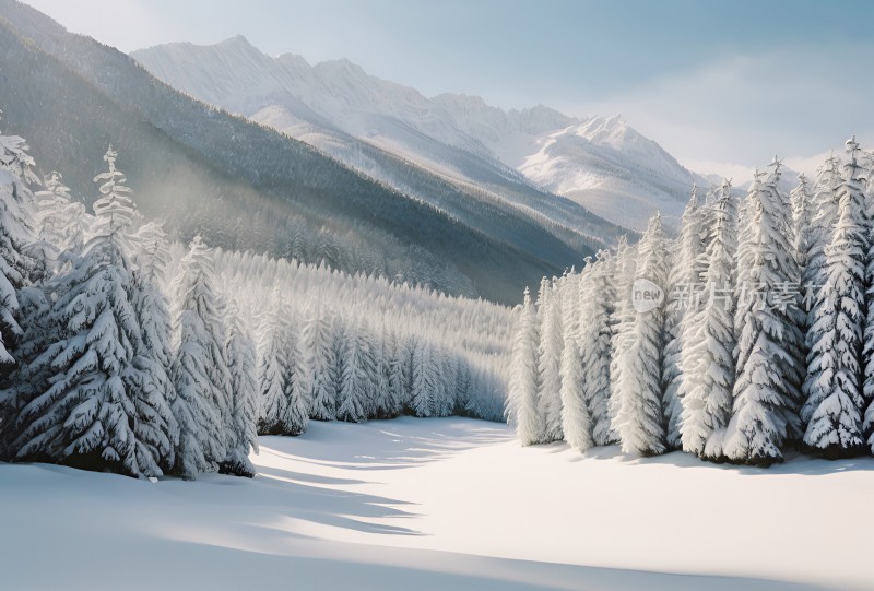 冬季森林白雪覆盖风景