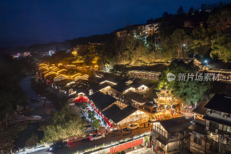 重庆市江津区中山古镇夜景航拍