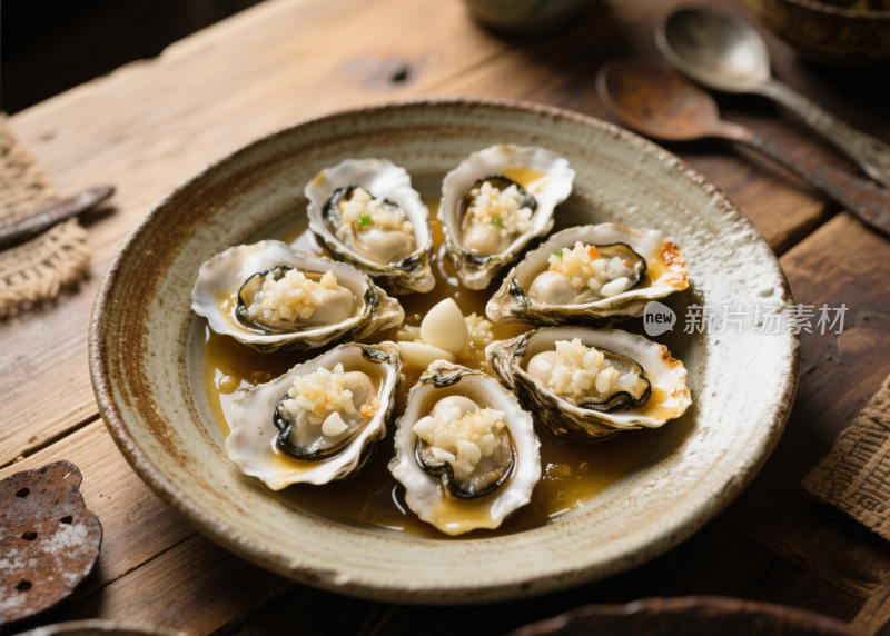 生蚝烤生蚝清蒸生蚝海鲜餐饮美食