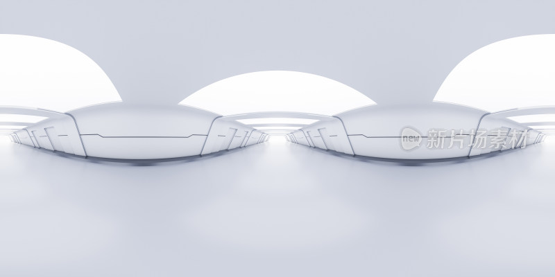白色科技感隧道360度无缝全景3D渲染
