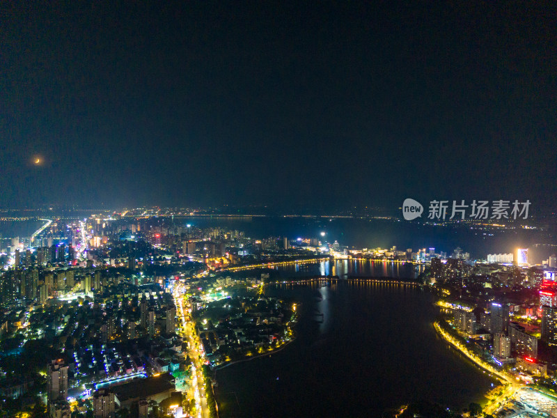 九江城市夜景灯光航拍图