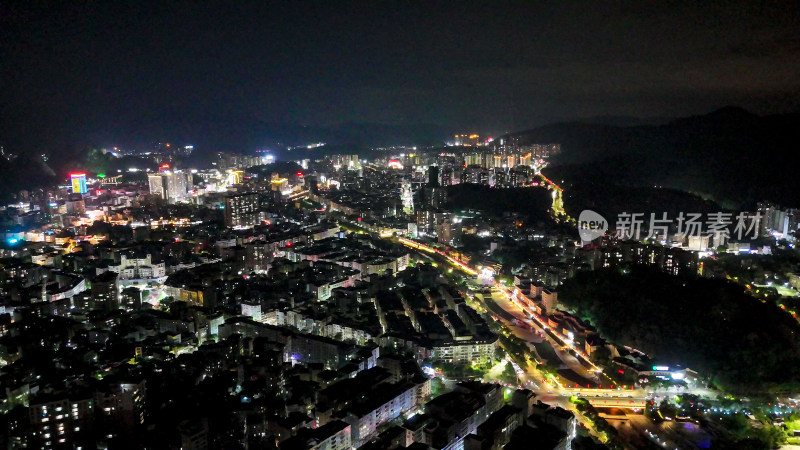 广东云浮城市大景夜景灯光航拍