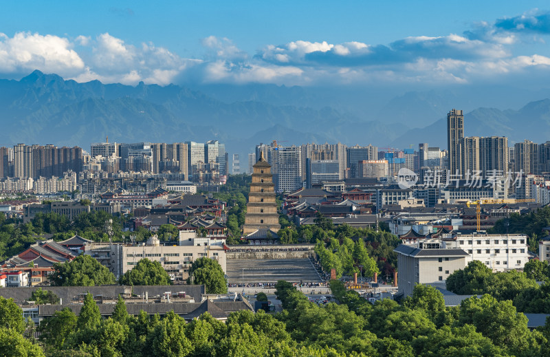 西安大雁塔城市风光全景图