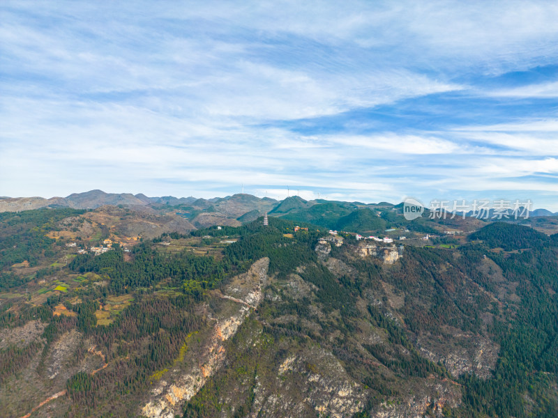 航拍云南个旧老阴山景区