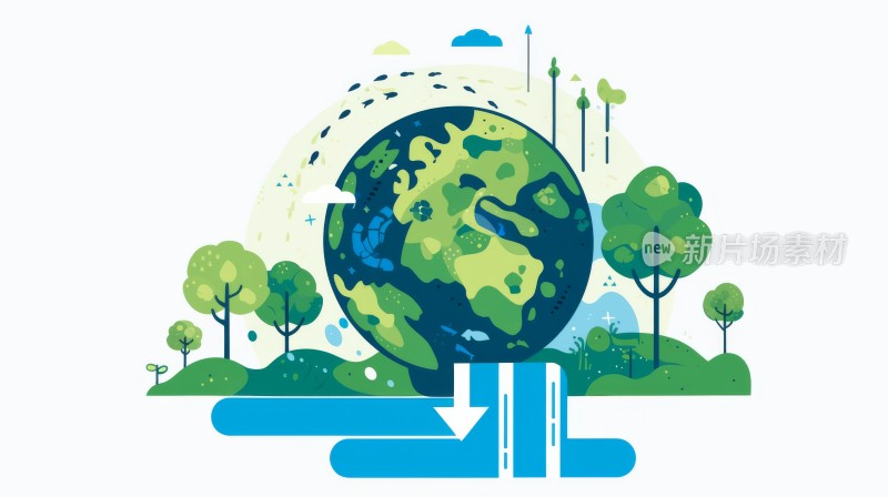 绿色生态环保地球插画