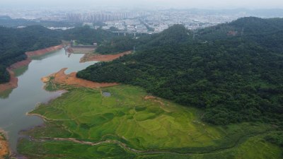 广东东莞：航拍清溪镇三坑水库