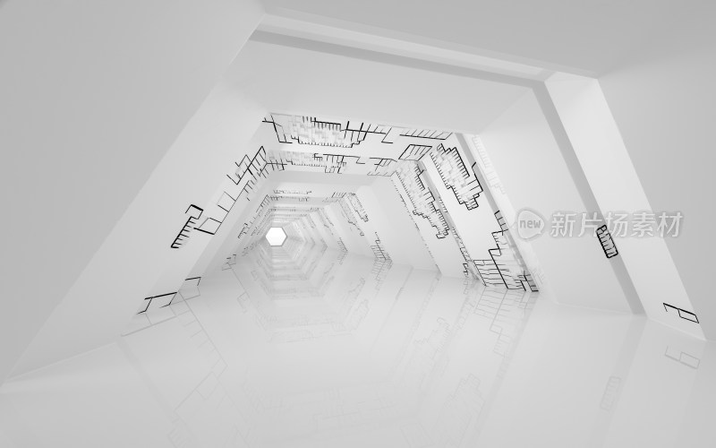 科技感隧道 3D渲染