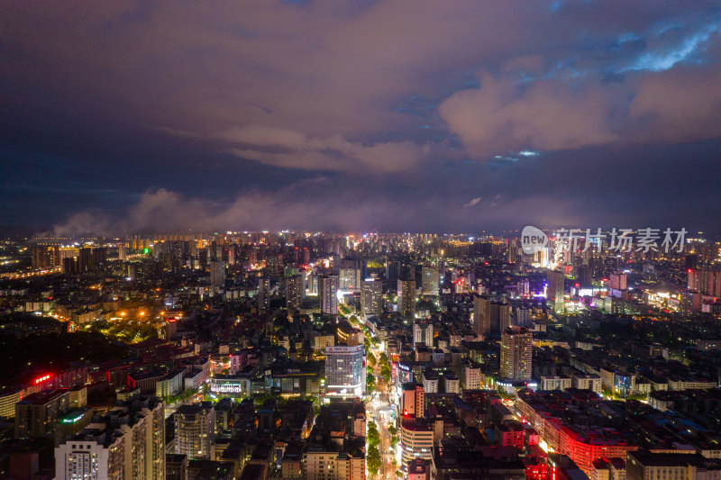 航拍衡阳城市夜景风光