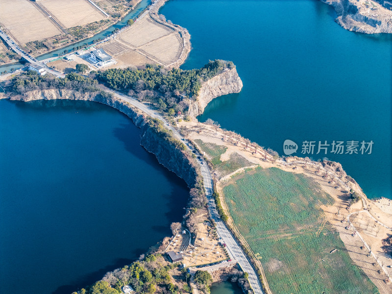 矿坑湖泊-浙江海宁神仙湖景区航拍