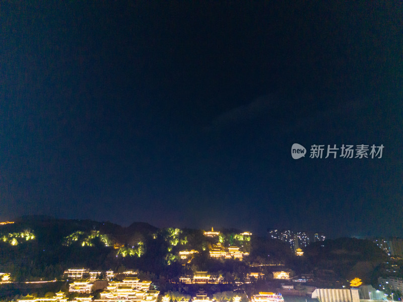 甘肃兰州夜景灯光航拍图