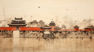 中国传统水墨画，北京紫禁城